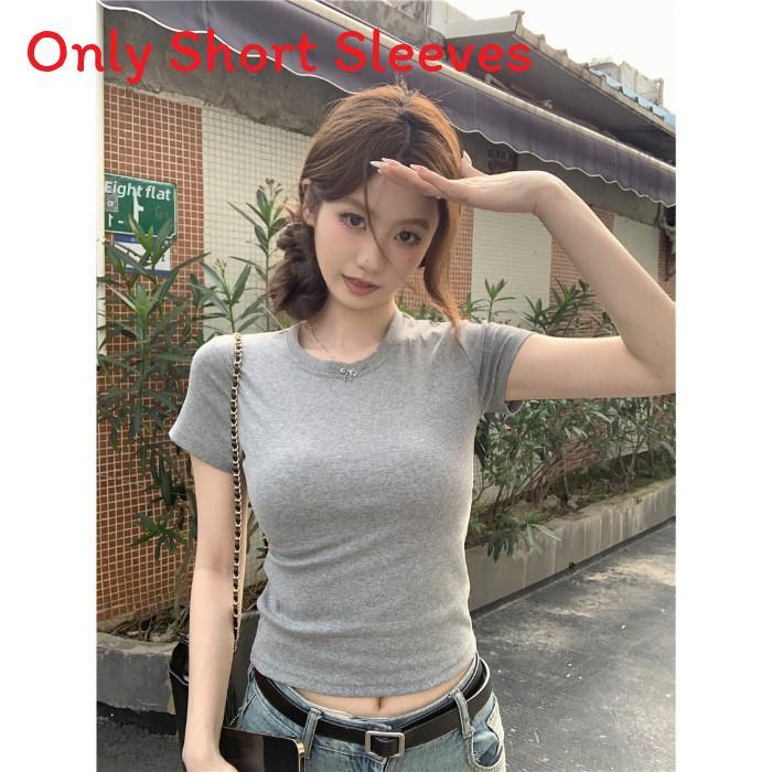 Plain Color Short Sleeve T Shirt For Women Summer Breathable Cotton Slim Fit Casual Top