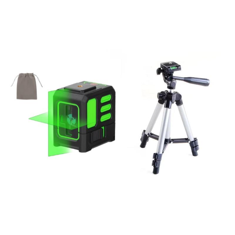 Компактний 2-лінійний зелений лазерний рівень з яскравим світлом та автоматичним кресленням ліній