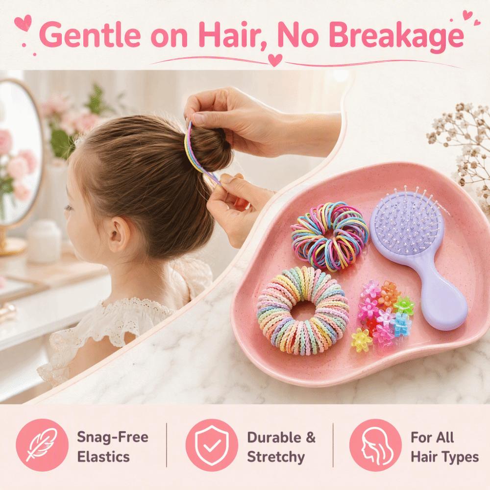 No Hurt Hair Girls Hair Bands High Elastic Hair Ties New Hair Accessories Set Princess Gift Set