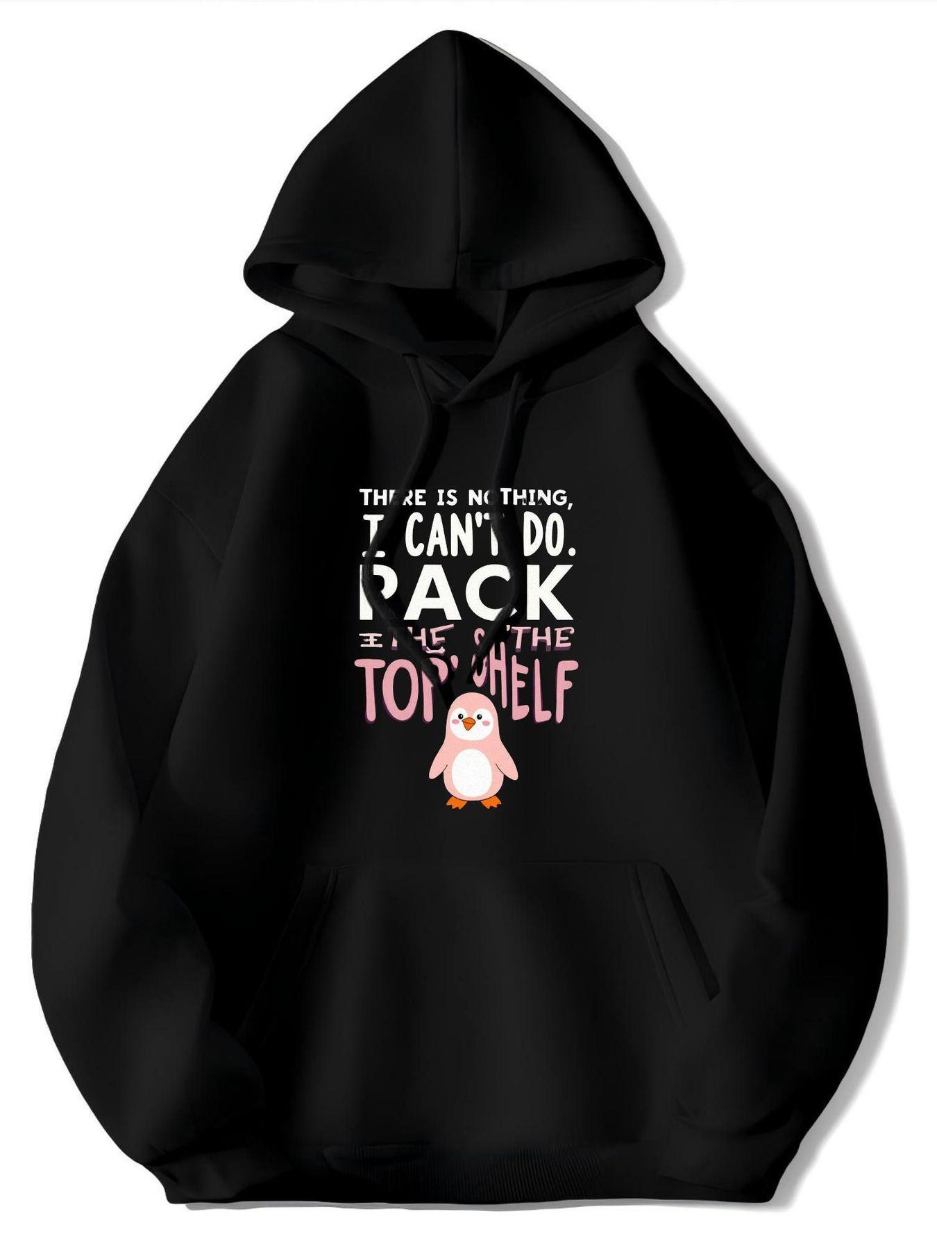 

Men s Hooded Pullover - Perfect for Penguin Lovers, Gifts, and Everyday Casual Wear - Black with Pink Penguin Graphic 3XL