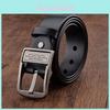 Vintage Leather Belt With Alloy Buckle And Alphabet Design For Casual And Formal Wear