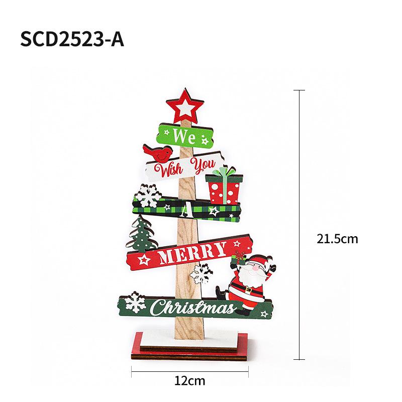 Christmas Tree-Shaped Wooden Letter Sign: Creative Desktop Decoration