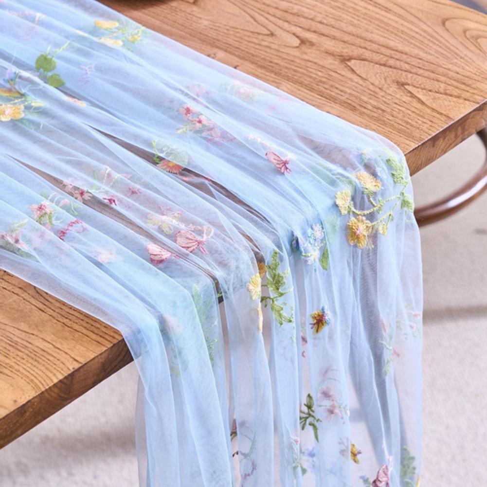 

Lace Table Runner with Tulle and Small Flower Embroidery for Dining Table Decor 75*300cm