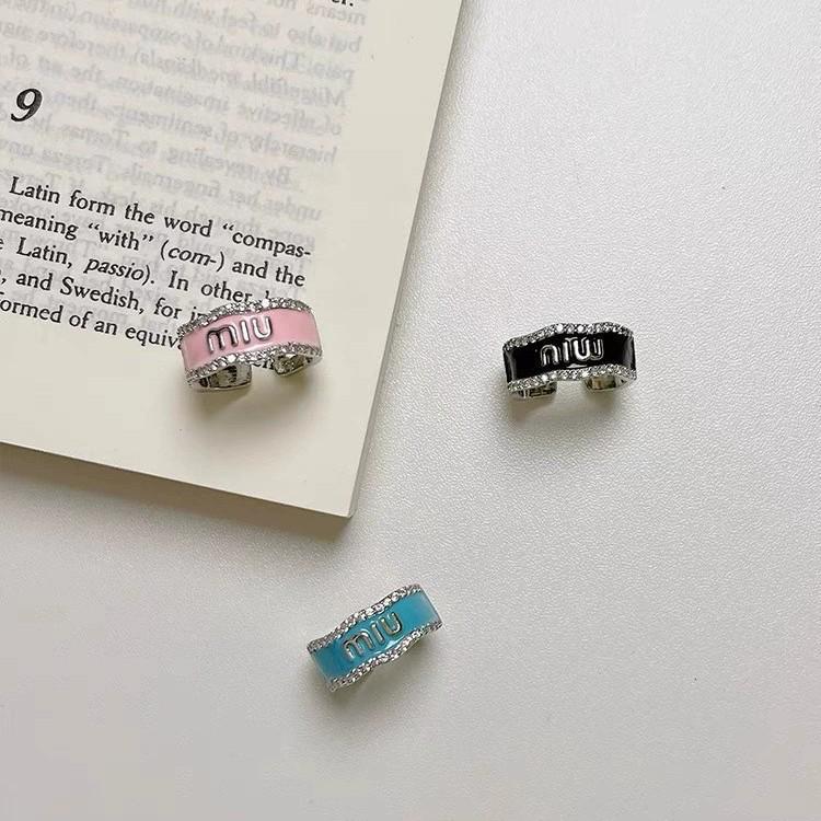 Women's Luxury Enamel Drip Oil Letter Ring with Diamonds