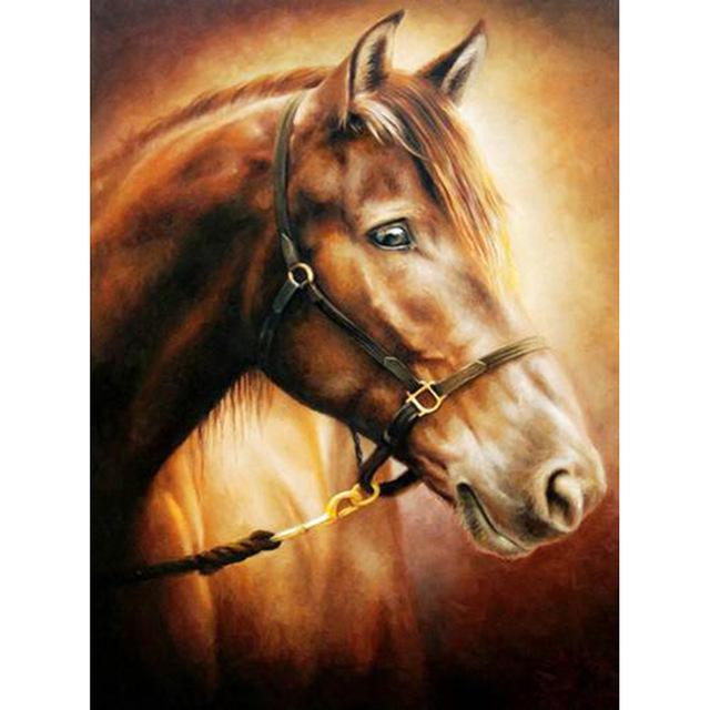 DIY 5D Diamond Painting Horse Full Round Diamond Embroidery Animal Mosaic Picture Cross Stitch