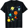 Girls Colorful Planets Solar Systems Mens Space Science T-Shirt