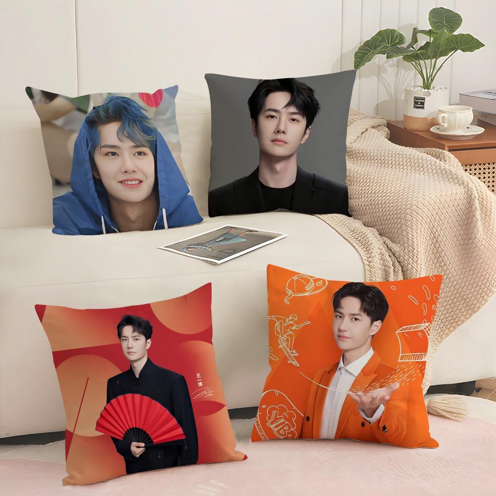 Cool WWang Yibo Cushion Cover Short Plush Doublesided Print Square Throw Pillow Covers Sofa Home Cushion Decor