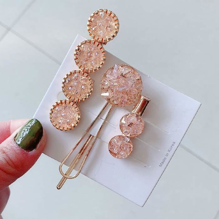 Korean Chic Round Pearl Flower Hair Pins Vintage Barrettes Hair Clips Set Crystal Metal Hair Accessories Hairgrip for Women