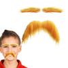 Adult Kid Self Adhesive Yellow Fake Beard Mustaches and Eyebrow Set Festival Party Cosplay Outfit Accessories for Men Women