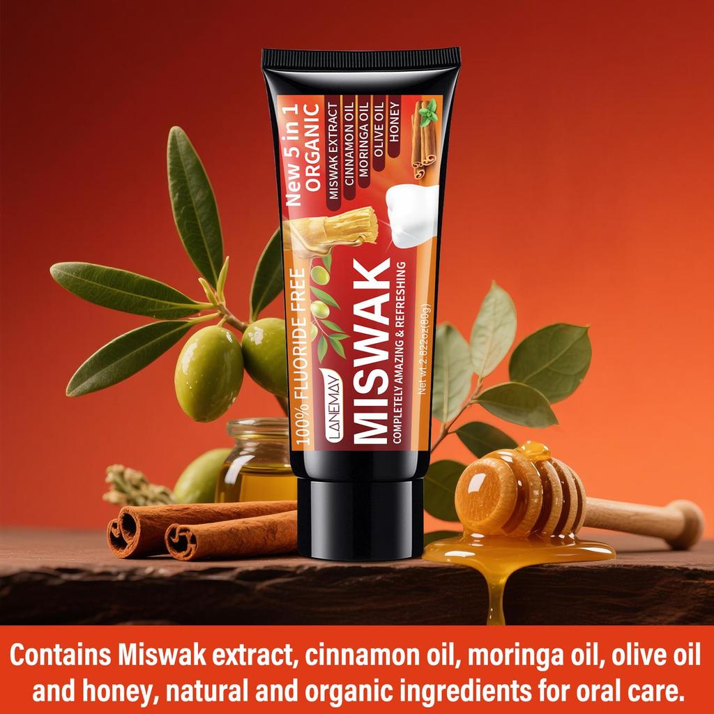 Miswak Toothpaste with Herbal Formula - Deep Cleaning Teeth and Reduce Teeth Stains By Brush, Prevent Tartar Buildup,80g