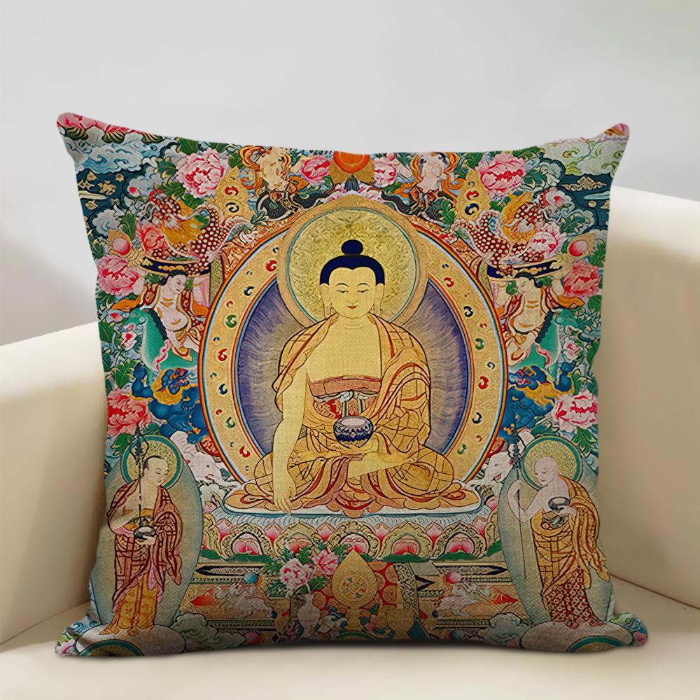 Home Decor Cushion Cover 45x45cm Pillowcase Decoration Buddhist Portrait Art Pattern Home Textile Pillow Cases