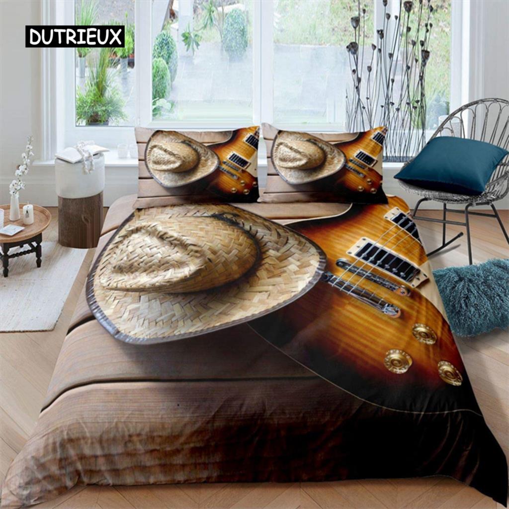 Western Cowboy Duvet Cover Rodeo Cowboy Riding Bull Horse Bedding Set Full For Boys Teen Microfiber Farmhouse Style Quilt Cover