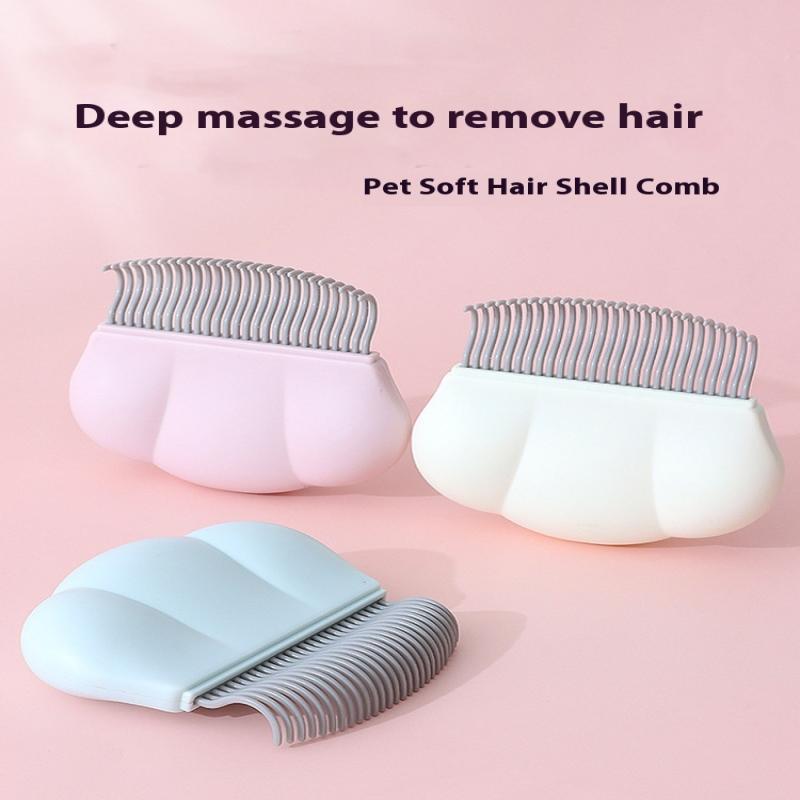 1Pcs Multi-Purpose All Hair Lengths Pet Grooming Brush Shell Shape Self-Cleaning Massage Comb Ergonomic Pet Comb Pet Cat Dog