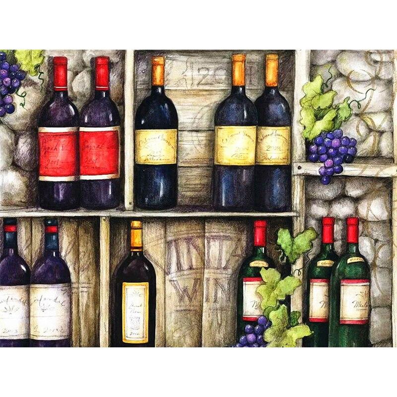 New 5D DIY Diamond Painting Wine Diamond Embroidery Fruit Cross Stitch Full Round Drill Crafts Home Decor Manual Art Gift