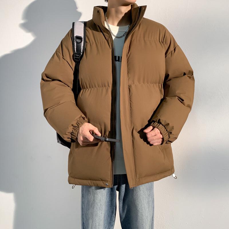 Men’s 2025 Stand Collar Cotton Jacket - Pure Color, Autumn/Winter, Couple Style Casual Outerwear