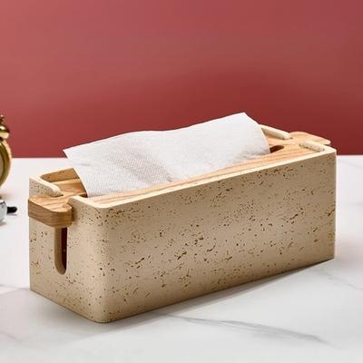 Stone Tissue Box Luxury Tissue Organizer Case Aesthetic Rectangular Napkin Cases Pull Out Napkin Storage Boxes Table Accessories