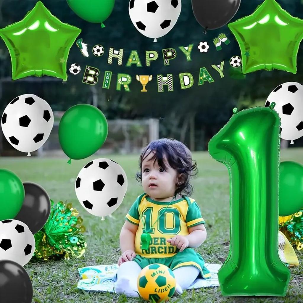 Football Themed Foil Balloon Set Number Balloons Party Decoration Kit Birthday Celebration Accessories Sports Event Supplies