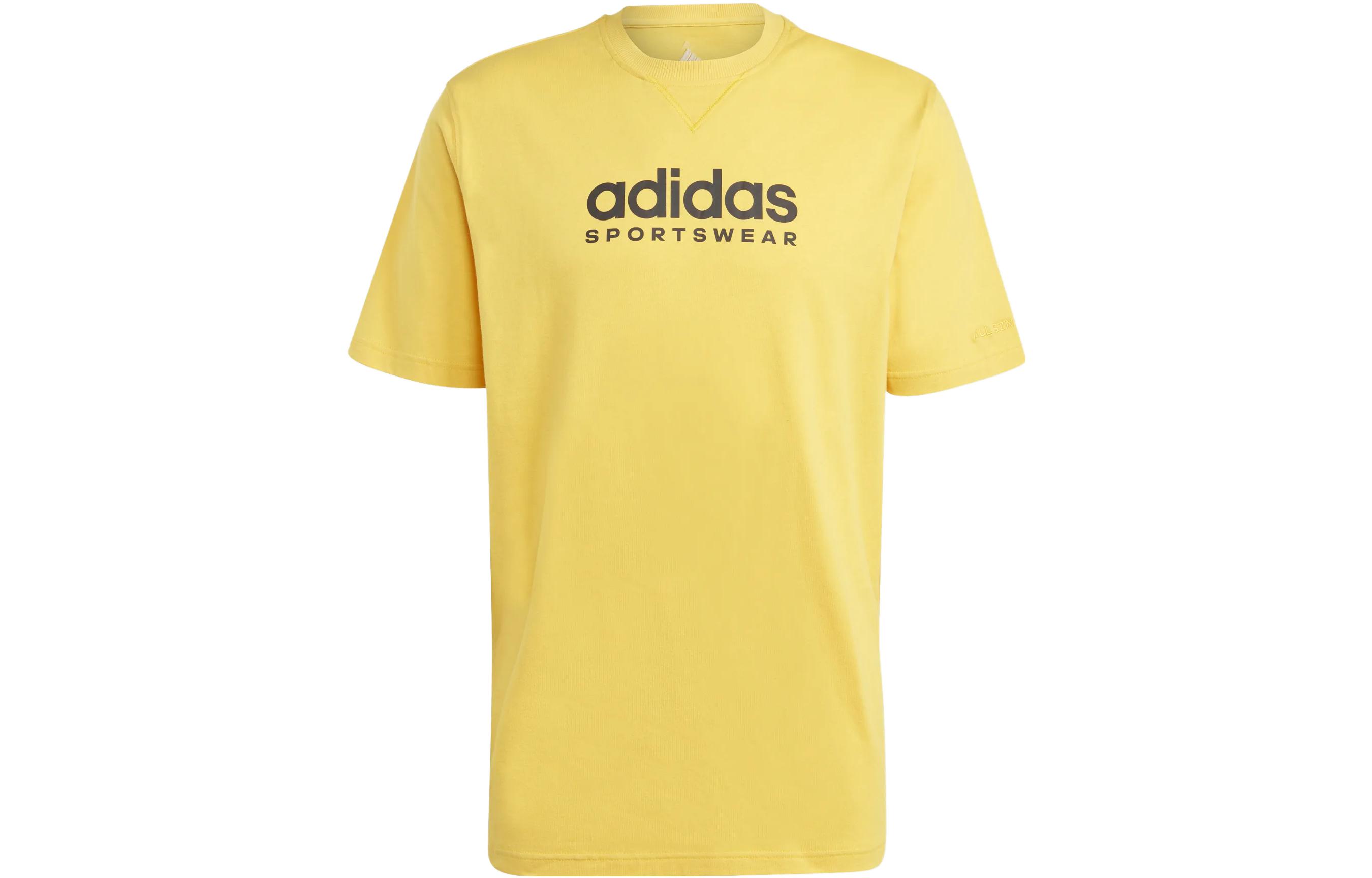 Adidas T Shirts Men s Yellow Crew Neck Moderate Straight Fit IC9818 L