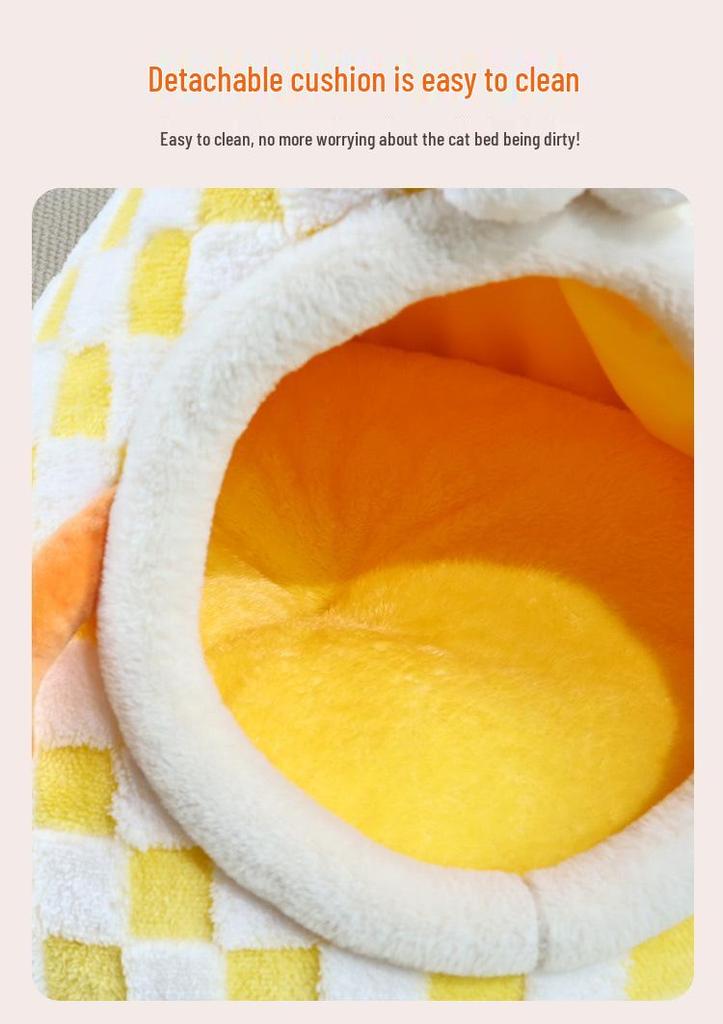 Cozy Semi-Enclosed Washable Cat & Dog Tent Bed for All Seasons