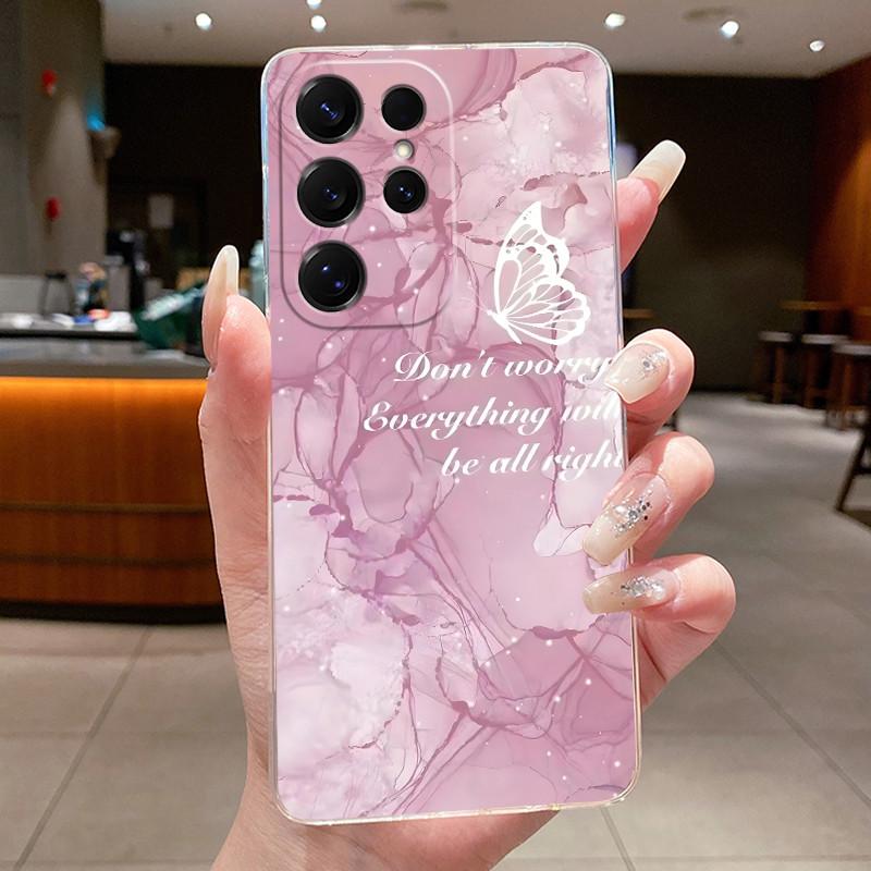 Bag Clear Case For New Hot Samsung Galaxy S26 Ultra S26 edge S 26 Plus Cover Luxury Pretty Butterfly Flower Soft TPU Phone Cases