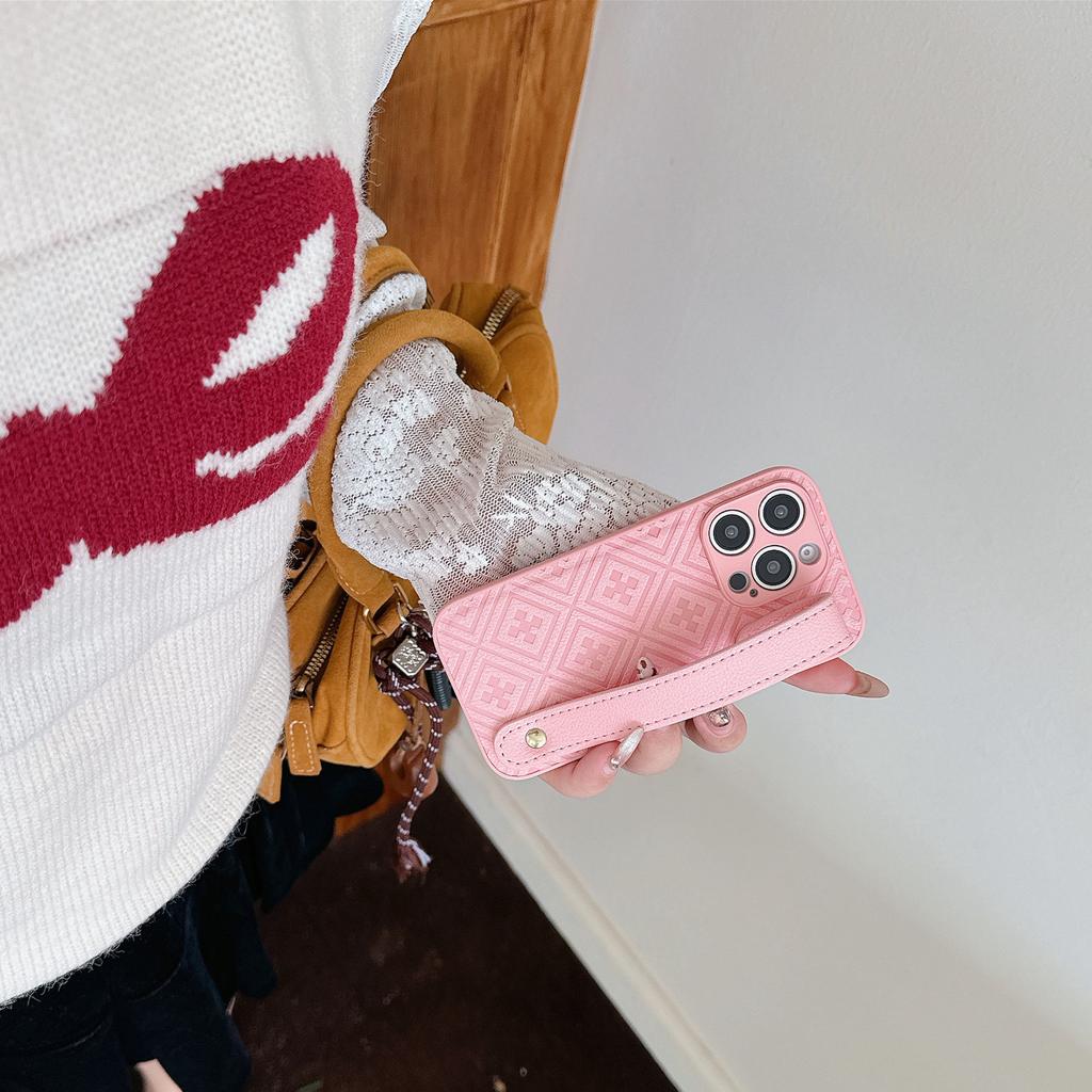The Grid Embossing Is Suitable for The Luxurious Case of The IPhone 16, The IPhone15Pro Max Wristband 14, and The Simple Hard Case