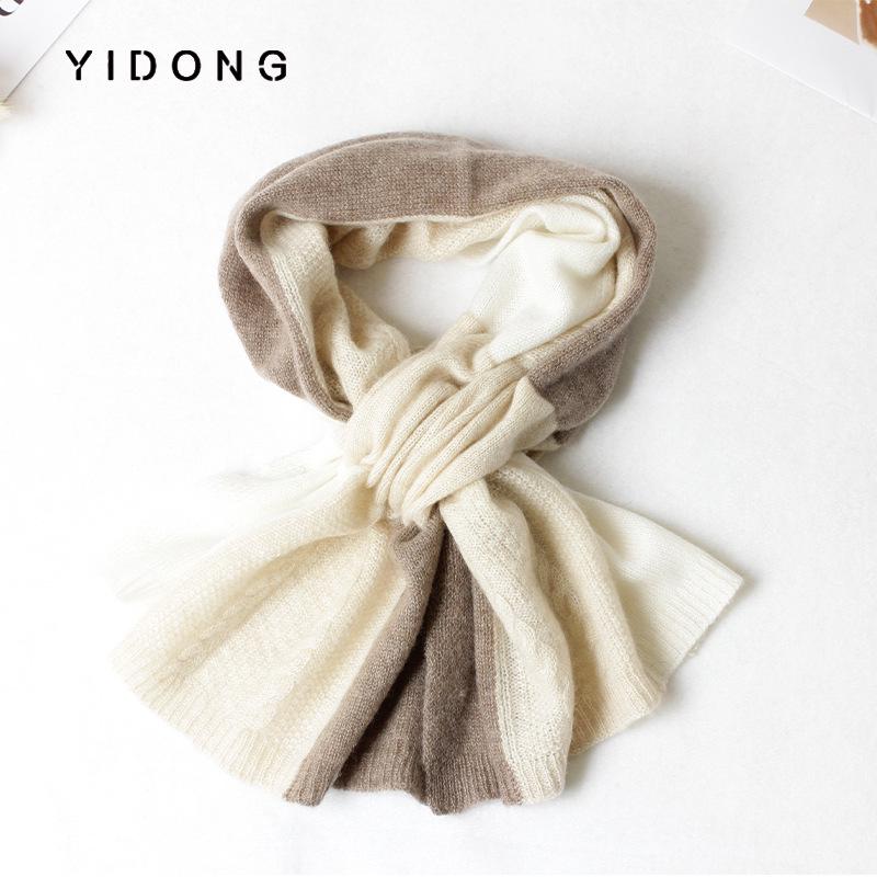 Women s Three-Color Cashmere Scarf: Soft, Warm, and Skin-Friendly 12-Gauge Knit One Size (Length 92 cm, Width 33 cm) верблюд