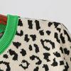Leopard Print Women's Color Block Knit Sweater - Autumn/Winter Loose Pullover