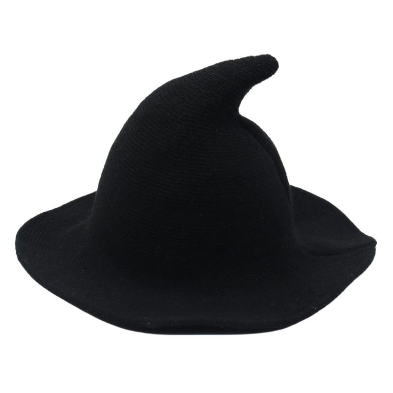 Thickened Wool Foldable Witch Hat Halloween Eaves Spiked Witch Hat Cosplay Hat