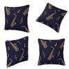 Musical Saxophone Pattern Square Pillowcase Cushion Cover Pillow Case Throw Pillow Cover for Home Bedroom Car