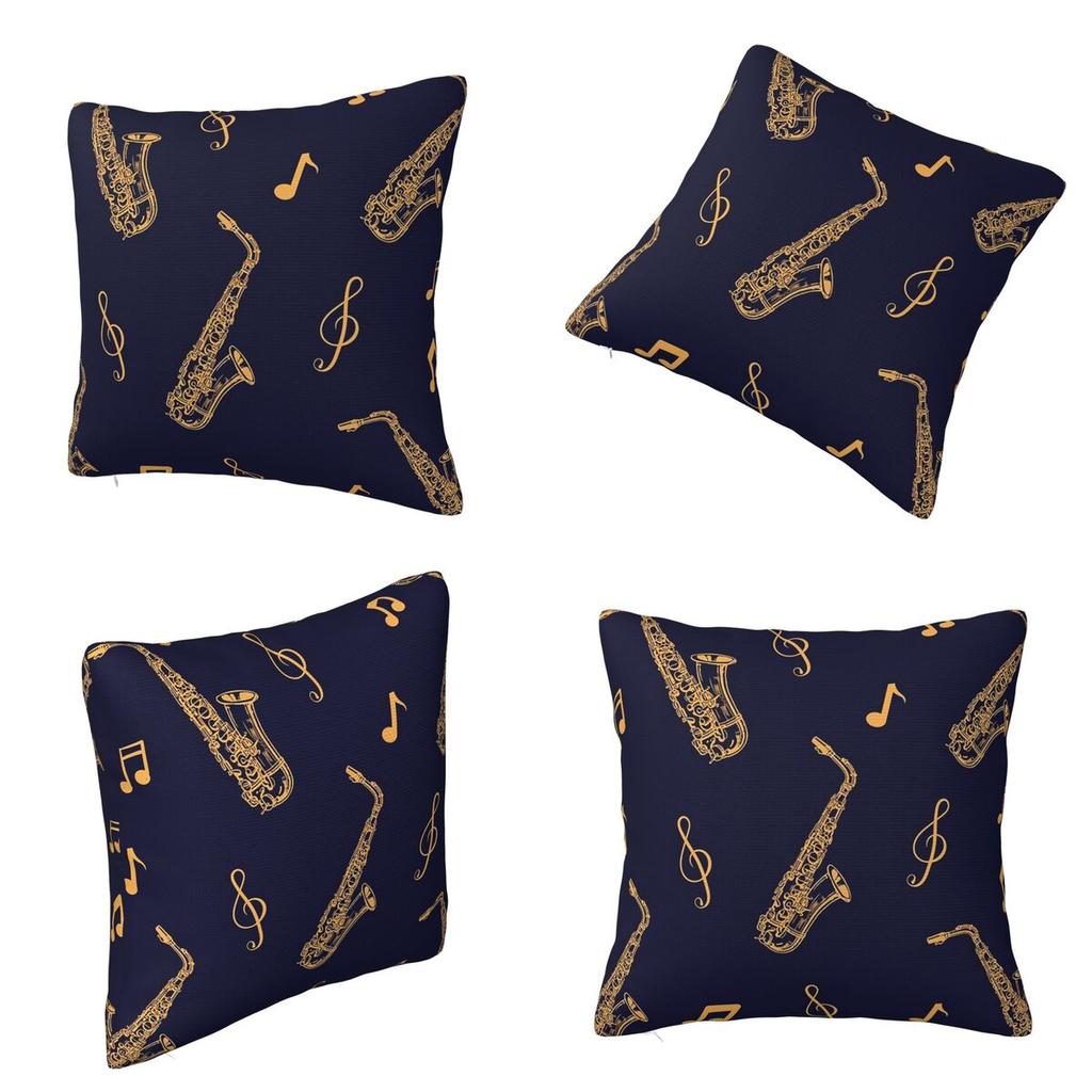 Musical Saxophone Pattern Square Pillowcase Cushion Cover Pillow Case Throw Pillow Cover for Home Bedroom Car
