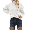 Women's Long Sleeve Pullover Knitwear Two Lapel Ruffle Sleeves Solid Color Sweater