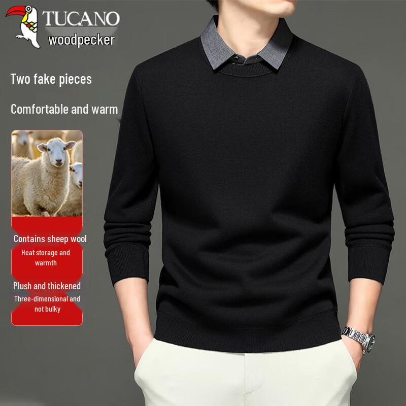 

TUCANO Men s Wool Blend Faux Two-Piece Sweater 3XL