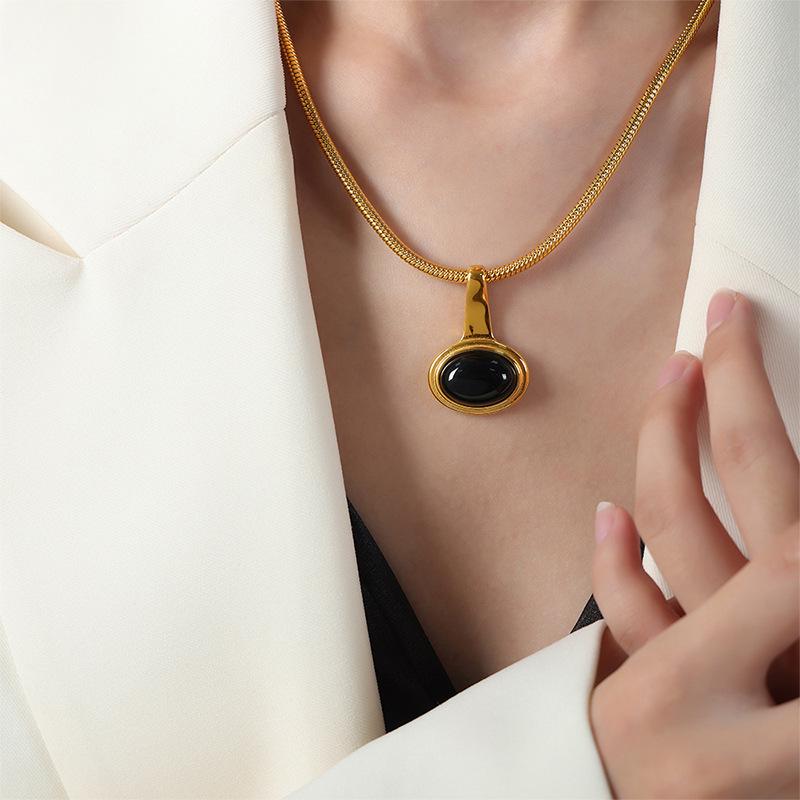Cartilage Snake Bone Chain Pendant Necklace, 18k Gold Titanium Steel, Non-Fading Jewelry for Women