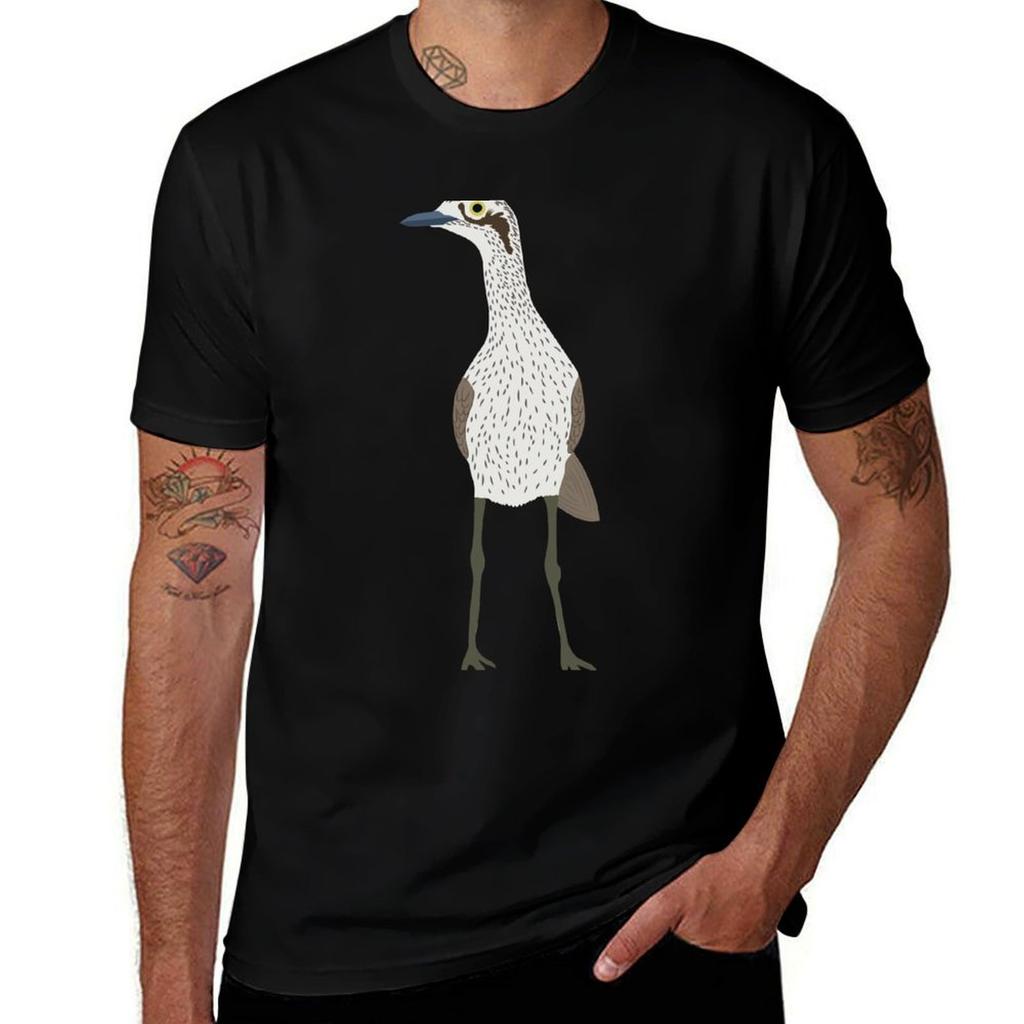 Bush Stone-Curlew on Yellow T-Shirt Holiday Party T-Shirt for Unisex