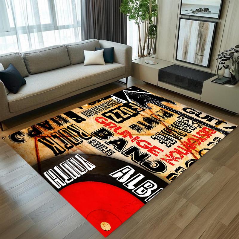 Vintage Rock Guitar Carpet Mat Rug Home Decoration Living Room Bedroom Floor Decor Music Band Non Slip Rugs Bedroom Decor
