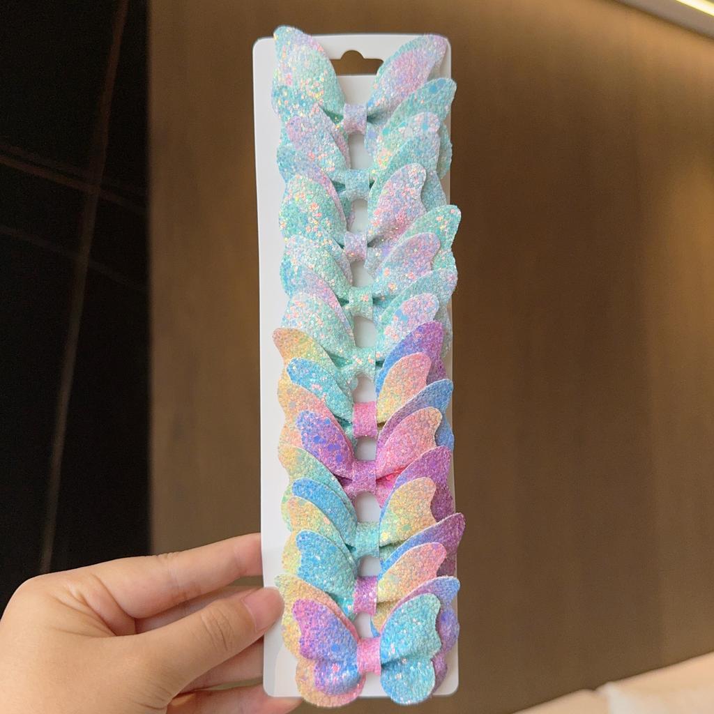 10 Stück Feste Schmetterlings-Haarschleifen und Haarspangen Baby Mädchen Leder Kinder Haarschmuck Haarnadeln Haarspangen Kopfschmuck Geschenk