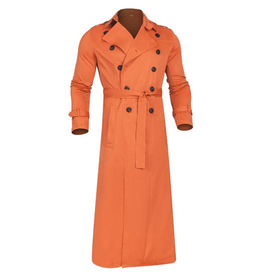 

Пальто двубортная ветровка с лацканами в западном стиле мужская куртка на осень S оранжевый