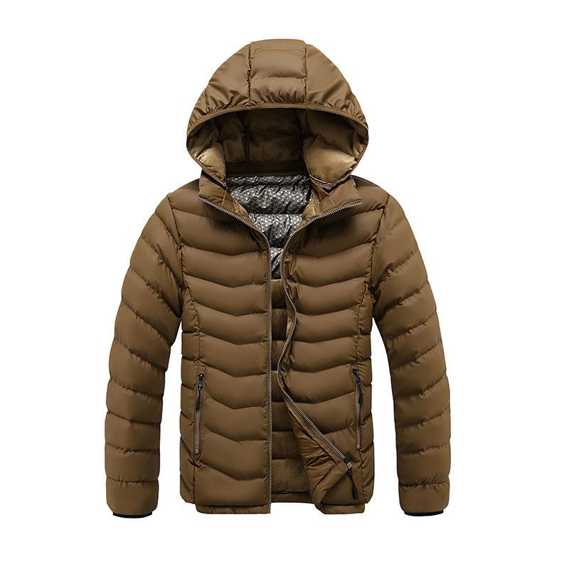 Lehká Pohodlná a Všestranná Bunda Bavlněné Oblečení Pánské Modely Zimní Jednobarevná Slim Odnímatelná Kapuce Zesílená Bunda s Kapucí Pánská