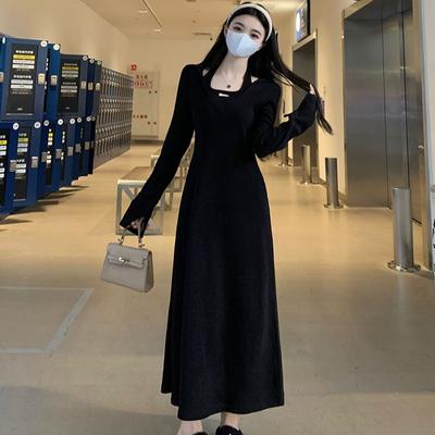 Abrigo de Otoño e Invierno de Talla Grande para Hermana Ligeramente Gordita con un Vestido Largo Para Cubrir la Barriga y Verse Delgada Vestido