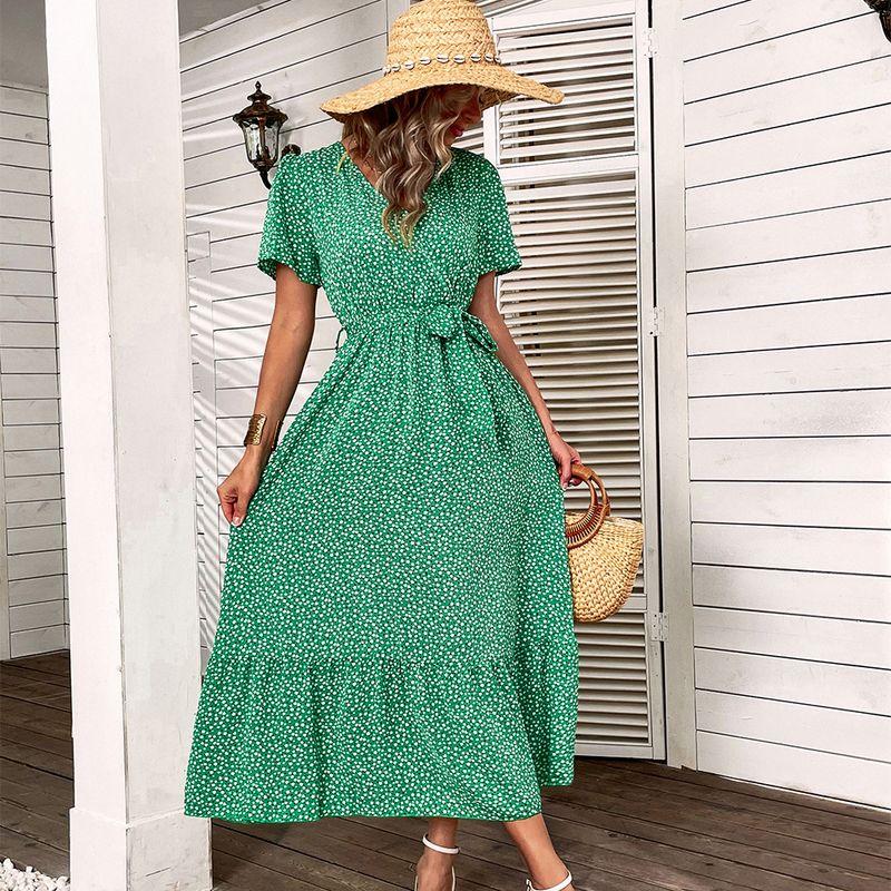 

Платье-свинг с коротким рукавом Платье с принтом Платье-свинг большого размера Платье с коротким рукавом с принтом Женское Green XL