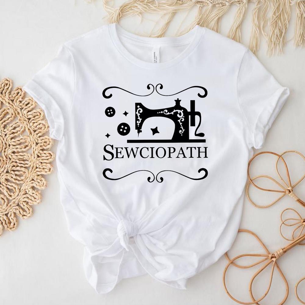Funny Sew Tshirt Aesthetic Sewing Shirts Women Retro Short Sleeves Tops Trendy Shirt for Women Sewing Lover Shirt Quilter Gift S