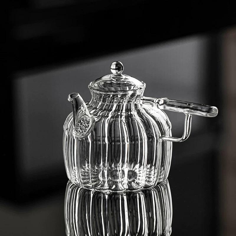 500ml Imitation Tang Dynasty Tangyu Pot Heat Resistant Glass Teapot Household Side Handle Boiling Flower and Fruit Tea Teapot