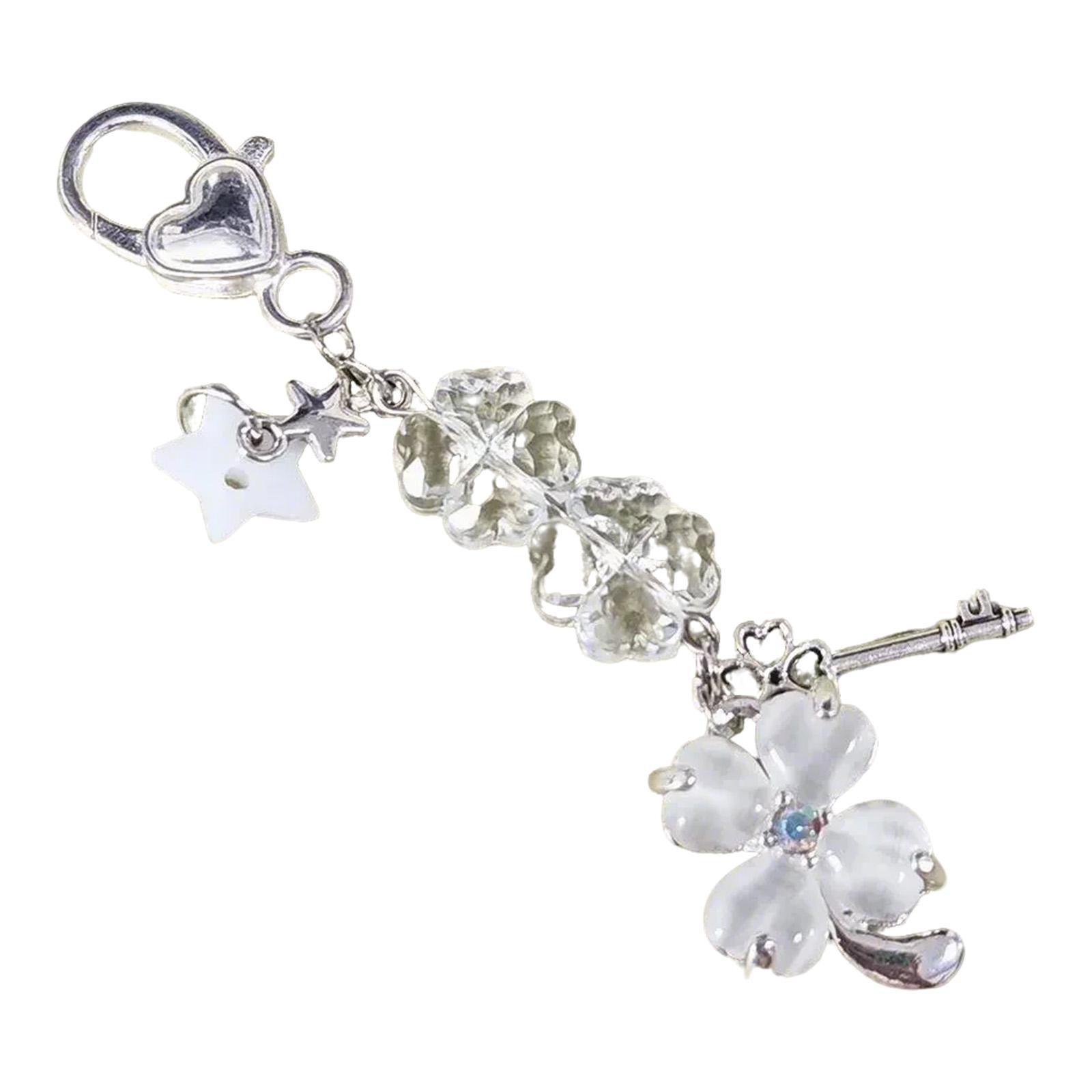 

Clover Phone Charm Keychain Accessory Pendant Featuring Lucky Star Designing for Unique Style and Fashionable Look белый