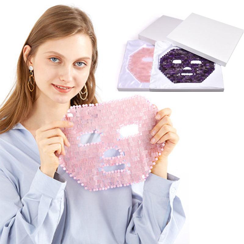 Cooling Natural Rose Quartz Sleep Mask Jade Massager Stone SPA Face Massage Anti Aging Amethyst Facial Skin Beauty Cold CareTool