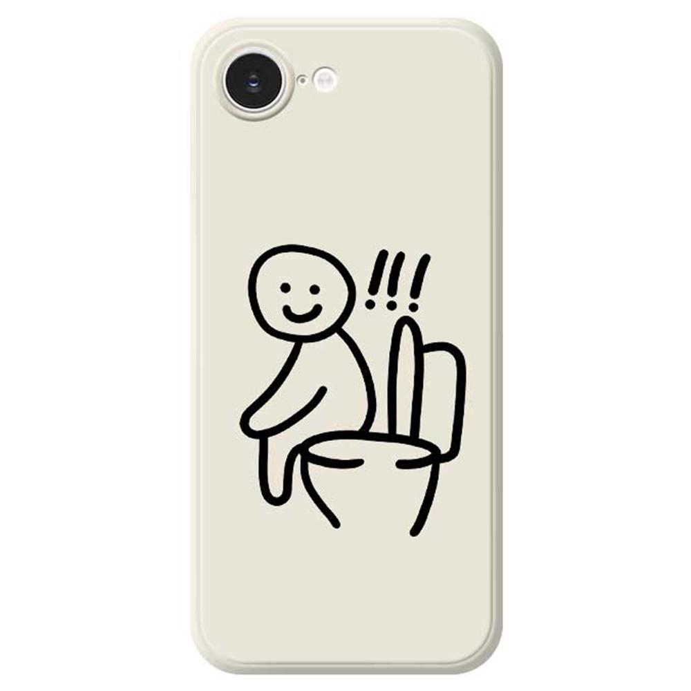 For iPhone 16e Case Sitting on the Toilet Pattern Printing Straight Edge TPU Phone Back Cover