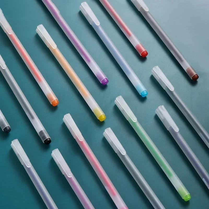 12 Colors/Set Simple Colored Ink Gel Pen Multicolor Ballpoint Pen 0.5mm Student Drawing Writing Neutral Stationery Supplies