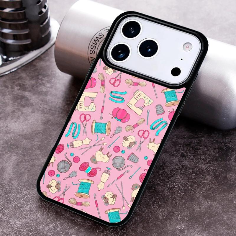 Sewing Machine Pattern soft Phone Case For iPhone 17,16e,15,14,13,12,11,Mini,Pro,MAX soft Silicone Cover