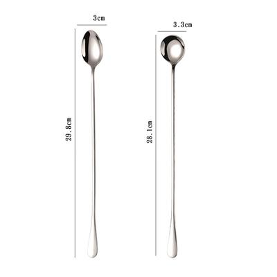Cuillères en Acier Inoxydable 304 à Long Manche Cuillère à Mélanger le Café Ensemble de Cuillères à Glace Outil de Mélange en Forme de Goutte d'Eau pour Shaker à Cocktail
