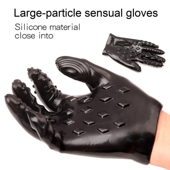 Spiked Pleasure Massage Glove TPE Textured Fisting Mitt with Raised Dots Flexible Body-Safe
