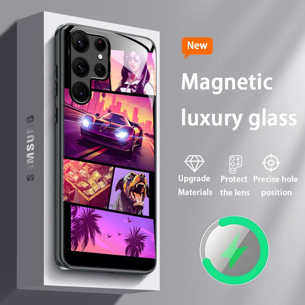G-GTA6 R Star Game Hot Phone Case For Samsung S25 S24 S23 S22 S21 S20 Plus Ultra Note20 Glass Magnetic Case